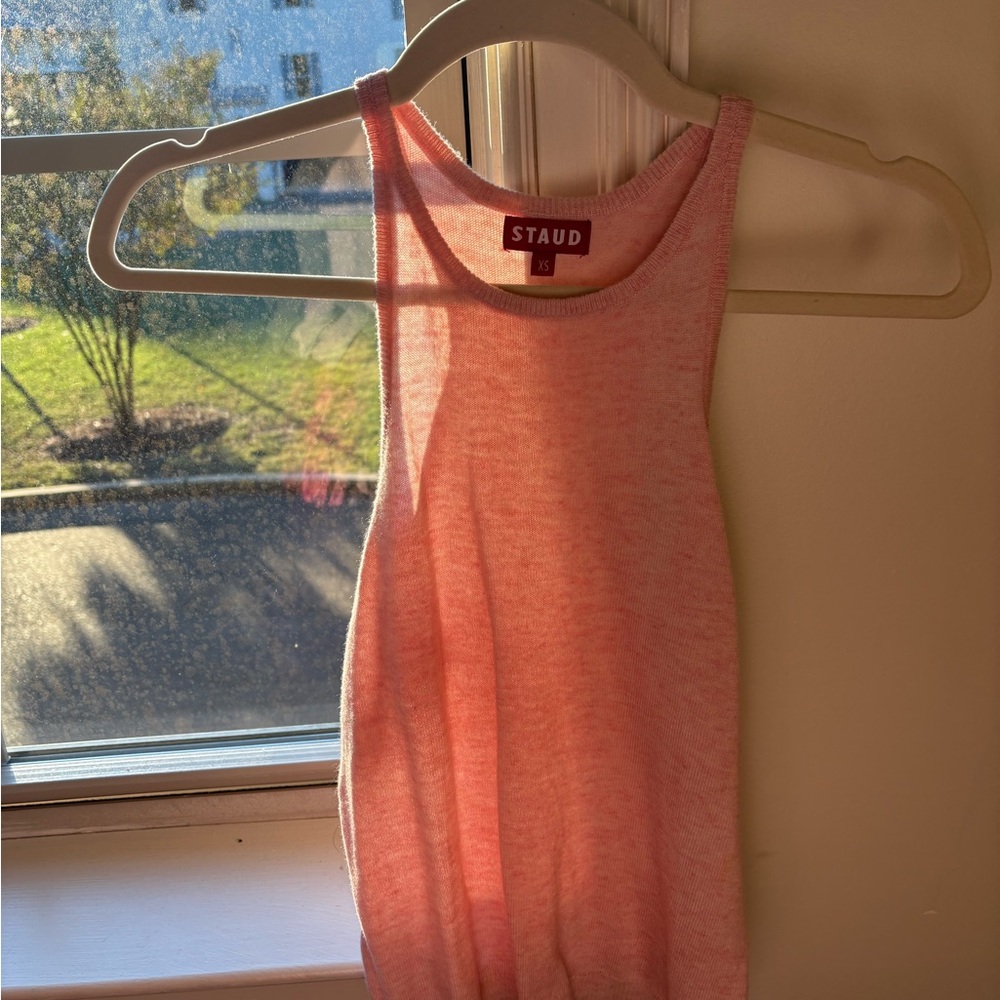 STAUD Light Pink Knit Tank Top